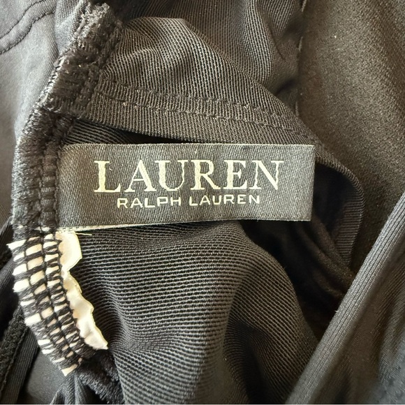 Lauren Ralph Lauren Ruffled V-Neck Tankini Swim Top Size Small In Black - Picture 4 of 8
